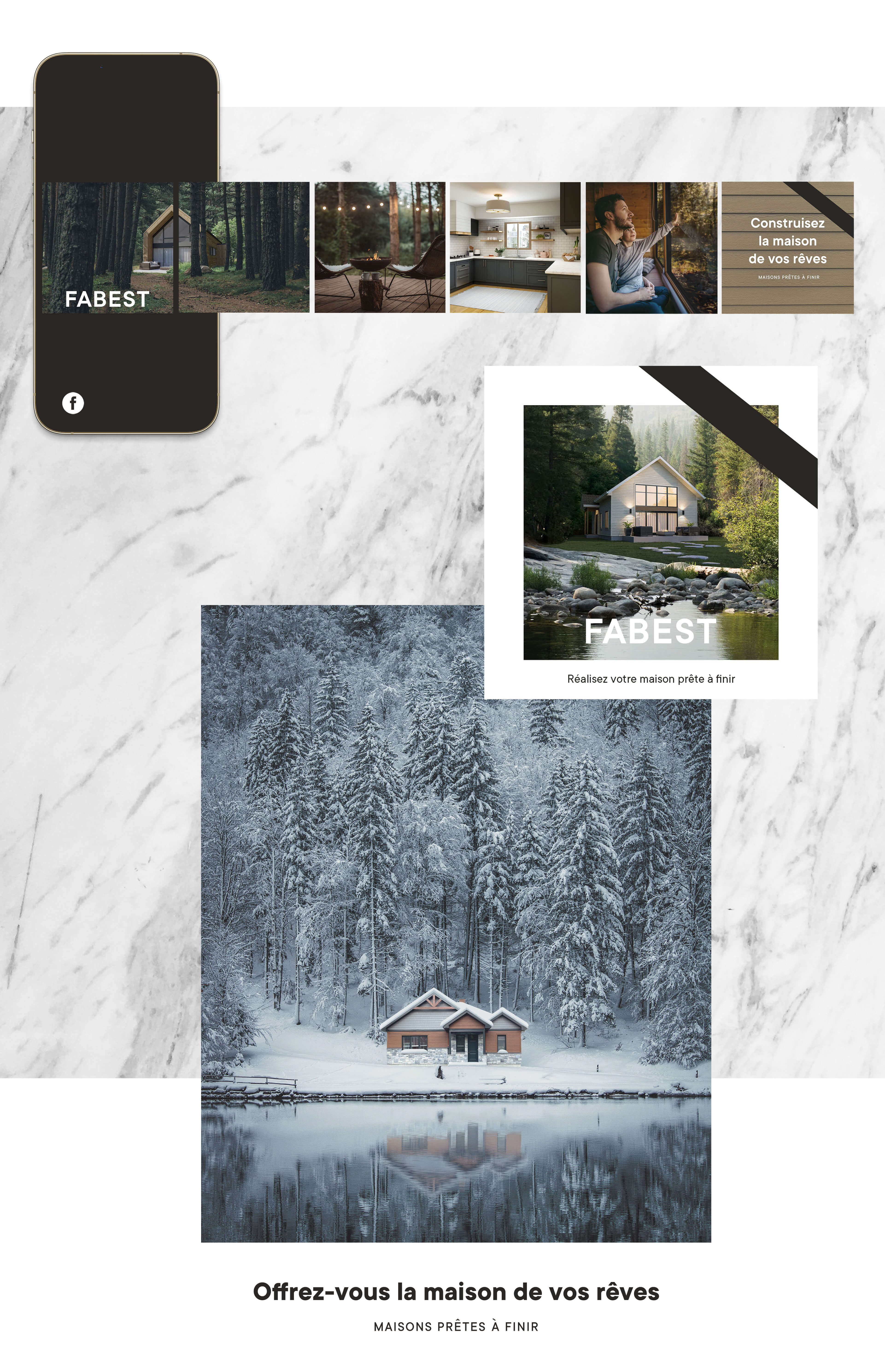 CHA_FAB_carrousel Fabest maisons prêtes à finir, chalet hivernal en forêt enneigée